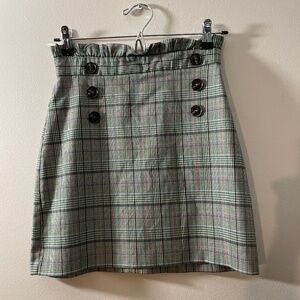 XS skirt in plaid green